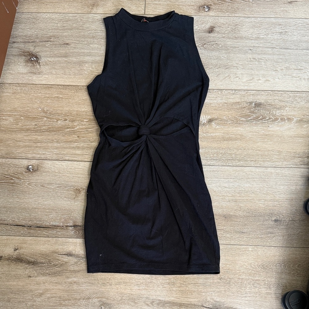 Elegant Black Sleeveless Dress cotton